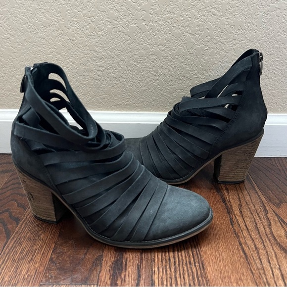 Free People Hybrid Strappy Suede Leather Boots Booties Heels Size 40 US 9-9.5, - Picture 3 of 16